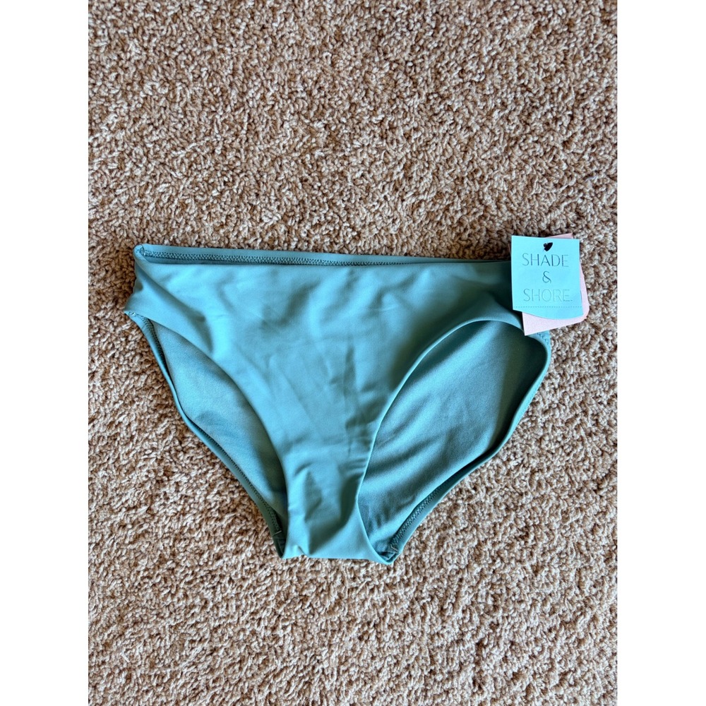 Shade & Shore Green Low Rise Full Seat Coverage Swim Bikini Bottoms Small NWT